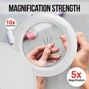 JOLLYCAPER MAGNIFYING GLASS WITH LIGHT AND STAND/5X 10X MAGNIFYING LAMP - WHITE - Like New