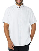 AMAZON ESSENTIALS MEN'S REGULAR-FIT SLEEVE OXFORD SHIRT POWDER BLUE STRIPE 2XL - Like New