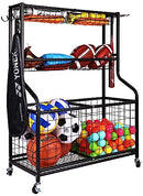 FITVIDS GARAGE SPORTS EQUIPMENT ORGANIZER GARAGE BALL STORAGE BF-BS-01 - BLACK - Like New