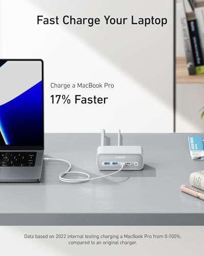 ANKER 525 CHARGING STATION 7-IN-1 USB C POWER STRIP A91C0121 - AURORA WHITE - Like New