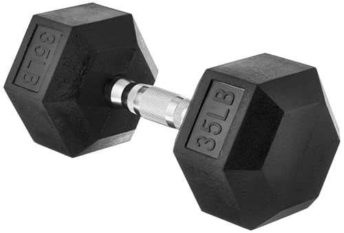 AMAZON BASICS RUBBER HEX DUMBBELL HAND WEIGHT - BLACK - Like New