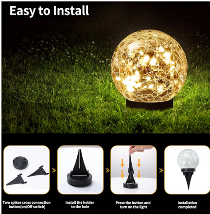 HAKOL SOLAR GLOBE LIGHTS OUTDOOR WATERPROOF - 4 PACK - WARM YELLOW - Like New