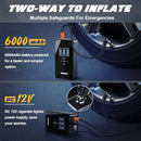 OEAEAR DUAL MOTOR TIRE INFLATOR PORTABLE AIR COMPRESSOR ,6000MAH ,150PSI - BLACK - Like New
