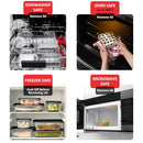 EATEX 6 Pack Glass Meal Prep Containers with Grooved Base, 6 Stackable - Black - Like New