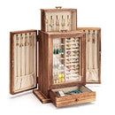 Pinzoveco Jewelry Box Huge Rustic Wooden Organizers Window B09W37DYLN - Brown - Brand New