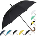 ZEKAR 54" Wooden J Handle Golf Umbrella Double Canopy Windproof - BLACK - Like New