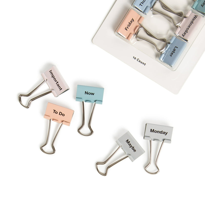 U BRANDS TASK ON HAND BINDER CLIPS, 32MM, ASSORTED, 10 PIECE COUNT - ASSORTED - Brand New