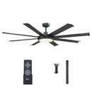PARROT UNCLE 60" BLACK LED INDOOR CEILING FAN WITH REMOTE 8 BLADE - BLACK - Like New