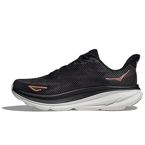 1127896 HOKA WOMEN'S CLIFTON 9 SNEAKER - BLACK/ROSE GOLD - SIZE 6.5B Like New