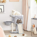FEANDREA Cat Tree, Small Cat Condo with Padded Perch, Basket, Activity Center - Like New
