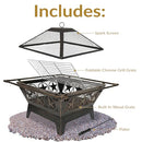 SUNNYDAZE DÉCOR NOR GALAXY SQUARE FIRE PIT WITH COOKING GRATE 32" - GOLD/BLACK - Like New