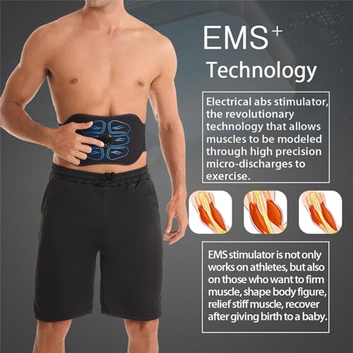ABS Stimulator Muscle Stimulator Ab Machine Portable Abdominal Belt - Black/Blue - Like New
