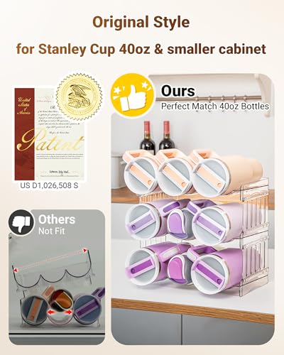 GRACENAL WATER BOTTLE ORGANIZER HOLDER FOR STANLEY CUP ACCESSORIES 3PACK - CLEAR - Like New