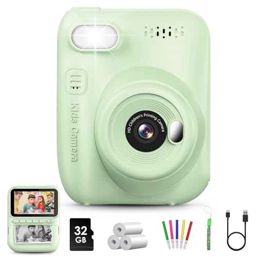 LETSHAHA KIDS INSTANT PRINT CAMERA 3.0" HD 32MP PHOTO INSTANT - Green - Like New