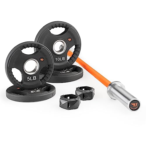 BIONIC BODY SHORT OLYMPIC BARBELL WEIGHT SET 47” BARBELL WEIGHT PLATES BBOB-7645 - Like New