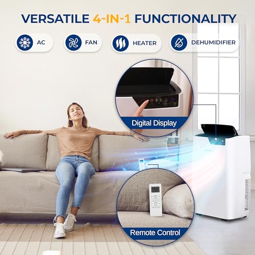 SereneLife 14000 BTU Portable Air Conditioner 4-in-1 with Heating - SLACHT14W - Like New