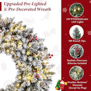 Large Flocked Artificial Prelit Christmas Wreath, 36", 170 LED, Flocked - White - Like New