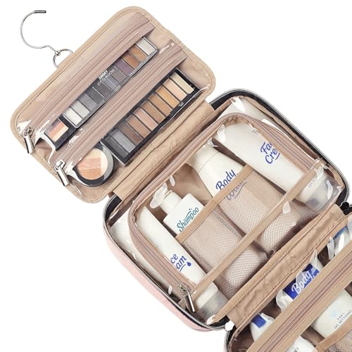 NISHEL TRAVEL TOILETRY BAG FOR WOMEN PORTABLE HANGING ORGANIZER MEDIUM PINK - Like New
