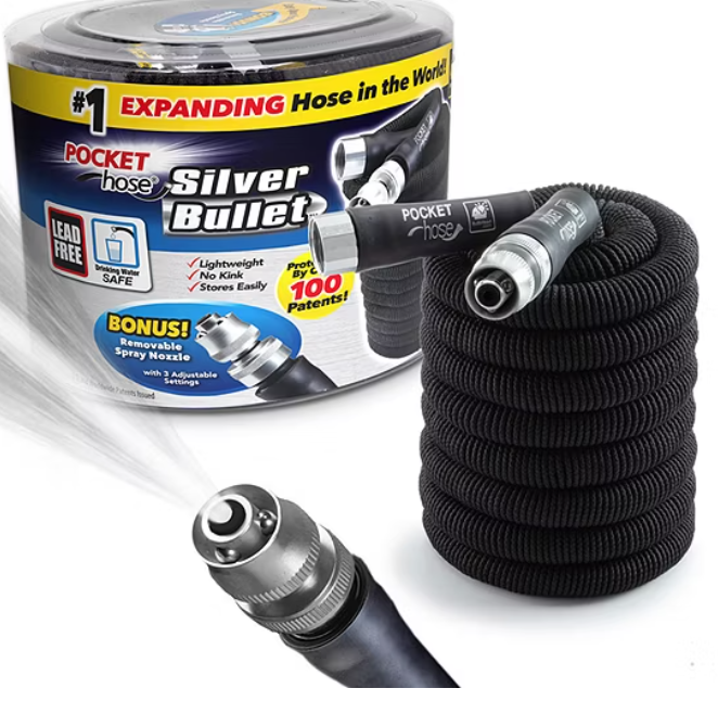 POCKET HOSE SILVER BULLET 50FT - BLACK - Brand New