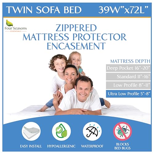 FOUR SEASONS ESSENTIALS SLEEPER SOFA TWIN SIZE MATTRESS PROTECTOR WHITE - Like New