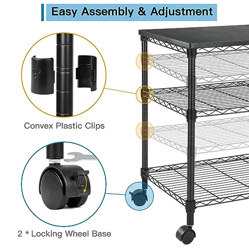 HUANUO PRINTER STAND, 3 TIER PRINTER CART FOR STORAGE, HNPS01 - BLACK - Like New