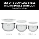 CUISINART MIXING BOWL SET STAINLESS STEEL 3-PIECE CTG-00-SMB - Silver Like New