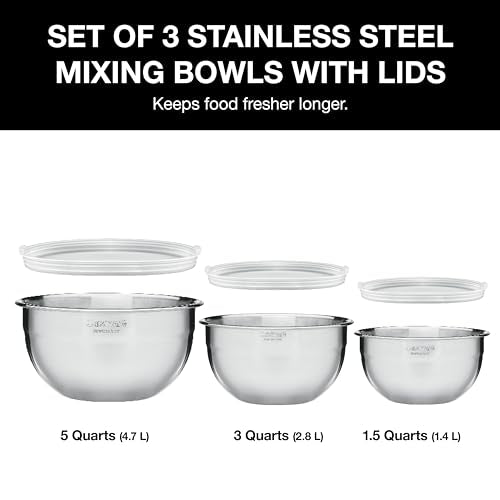 CUISINART MIXING BOWL SET STAINLESS STEEL 3-PIECE CTG-00-SMB - Silver Like New