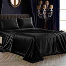 SiinvdaBZX 4Pcs Satin Sheet Set Queen Size Ultra Silky Soft Black Satin - Brand New