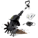 SUN JOE 24V AMP CORDLESS GARDEN TILLER + CULTIVATOR, BATTERY + CHARGER -BLACK - Like New
