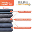 ACOMOPACK Adults Weighted Blanket 20lbs 2 Duvet Covers Cooling Duvet - Gray - Brand New