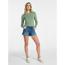 NO BOUNDARIES MID-RISE DENIM SHORTS 3" INSEAM - SIZE: WOMEN 6 - DARK MEDIUM WASH - Brand New