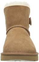 1016422 UGG MINI BAILEY BUTTON II BOOT FLEECE LINED, WOMENS SIZE 7 - CHESTNUT Like New