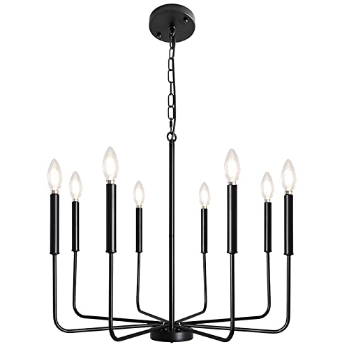 8 Lights Black Chandelier Dining Room Light Fixtures, Farmhouse Chandeliers - Like New