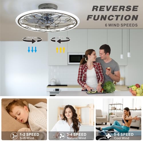 LIFETIME FAN LIGHTS REMOTE LOW PROFILE 20" CEILING LIGHTS CEILING - RETRO SILVER - Like New