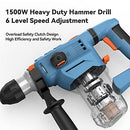 y Duty Rotary Hammer Drill 12.5Amp 1-1/4" SDS-Plus 3 Functions Vibration Blue - Brand New