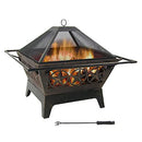 SUNNYDAZE DÉCOR NOR GALAXY SQUARE FIRE PIT WITH COOKING GRATE 32" - GOLD/BLACK - Like New