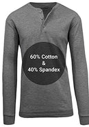 JMTHH-330CH GALAXY by Harvic MEN'S WAFFLE-KNIT HENLEY THERMAL CHARCOAL L - Brand New