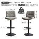 FIRAVOE SET OF 3 DOUBLE-LAYER UPHOLSTERED SWIVEL BAR STOOLS - GRAY - Like New