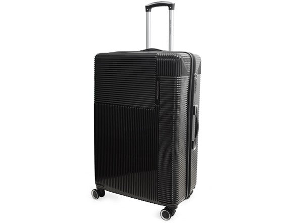 ADRIENNE VITTADINI 3PC SET HARDCASE DECO STRIPE - BLACK - Like New