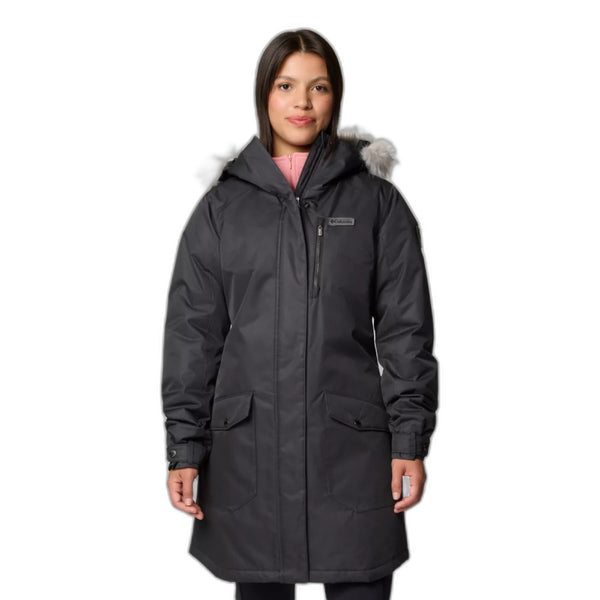 COLUMBIA WOMEN'S SUTTLE MOUNTAIN LONG INSULATED JACKET - SIZE: MEN LARGE - BLACK - Brand New