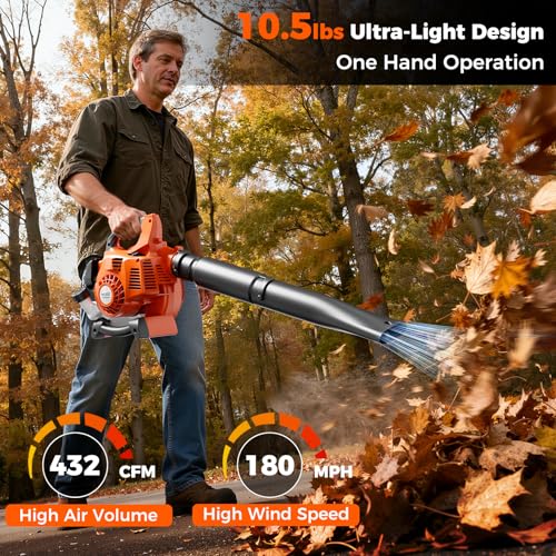 NEOTEC 25.4CC GAS LEAF BLOWER LIGHT BLOWER 432CFM 180MPH EB260 - ORANGE/BLACK - Like New
