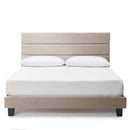 HEARTH & HARBOR LINEN PLATFORM BED - FULL SIZE, MODERN BEDFRAME, NB-HC-F - BEIGE - Like New