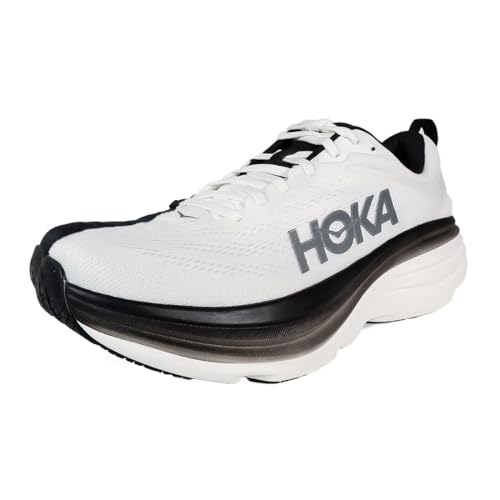 1123202 HOKA ONE ONE HOKA MEN'S M BONDI 8 WHITE/BLACK SIZE 12.5 Like New