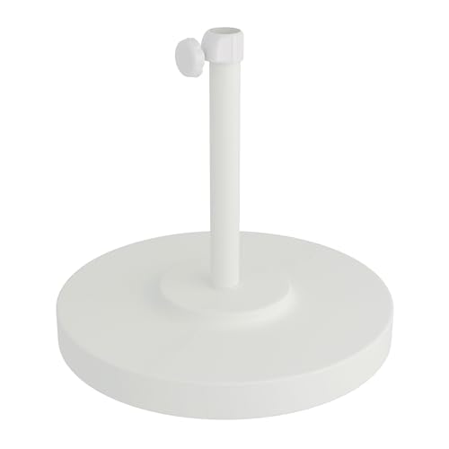 CALIFORNIA UMBRELLA 50LBS ROUND CONCRETE WEIGHTED POWDERCOATED STEEL - WHITE - Like New