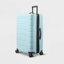 OPEN STORY HARDSIDE LARGE CHECKED SPINNER SUITCASE - MUDDY AQUA - Scratch & Dent