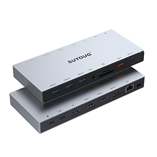 SUTOUG 15 IN 1 USB C DOCKING STATION 3 MONITORS WITH 2 HDMI 4K YL-DC111 - SILVER Like New