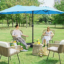 YAHEETECH 15 FT TRIPLE-SIZE PATIO UMBRELLA W/BASE INCLUDE - SLY BLUE - Like New