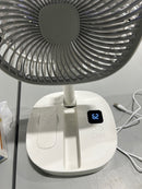 GENERIC SQUARE TELESCOPING FOLDING FAN - WHITE AND GRAY - Like New
