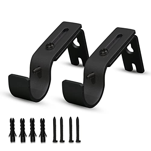 AAZHAN ADJUSTABLE CURTAIN ROD BRACKET-2 PCS - BLACK - Brand New