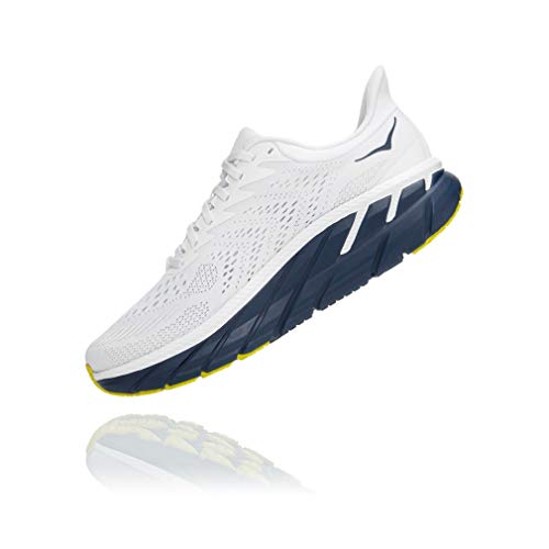 HOKA MENS CLIFTON 7 - BLANC DE BLANC/BLACK IRIS - SIZE 11 - Like New